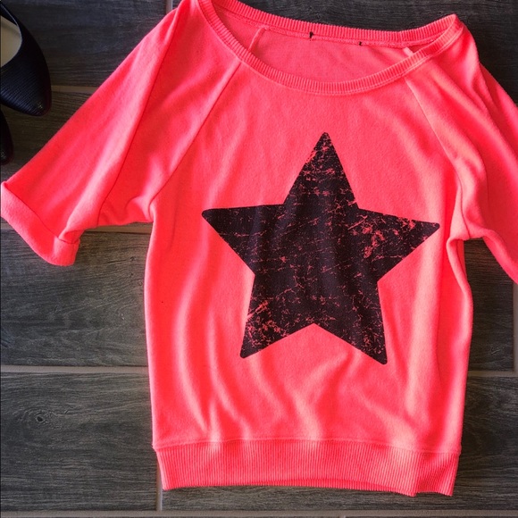 Coral and Black Star Sweater - Picture 1 of 2